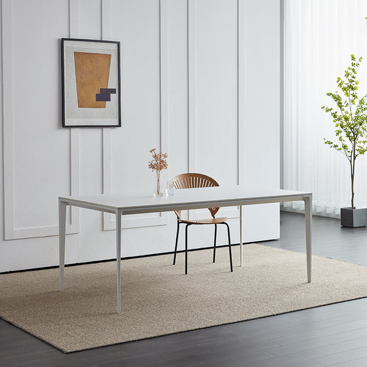 Conjunto de comedor de comedor estándar de piedra sinterizada contemporánea Juego de comedor de cocina en blanco
