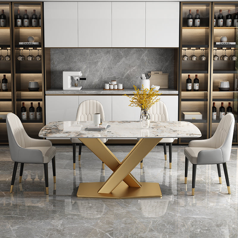 Conjunto de comedor de forma rectangular contemporánea muebles de mesa de comedor de piedra sinterizada para restaurante