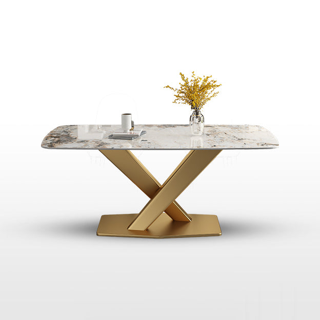Conjunto de comedor de forma rectangular contemporánea muebles de mesa de comedor de piedra sinterizada para restaurante