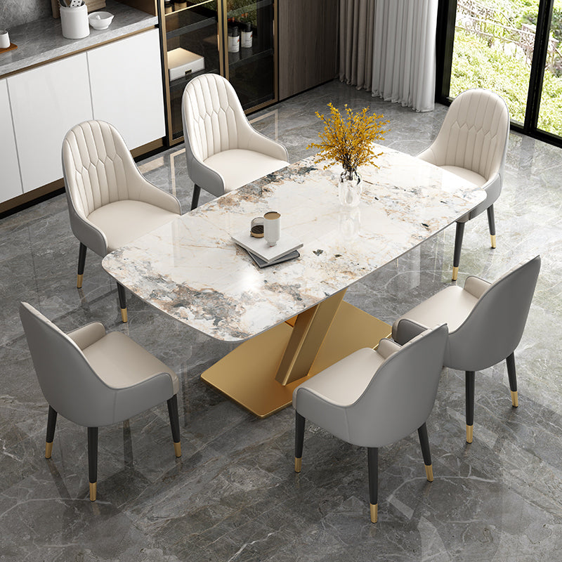 Conjunto de comedor de forma rectangular contemporánea muebles de mesa de comedor de piedra sinterizada para restaurante