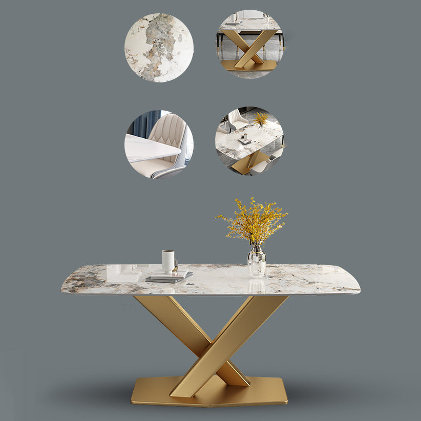 Contemporary Rectangle Shape Dining Set Sintered Stone Top Dining Table Furniture for Restaurant