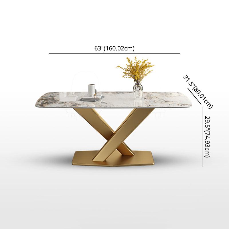 Conjunto de comedor de forma rectangular contemporánea muebles de mesa de comedor de piedra sinterizada para restaurante