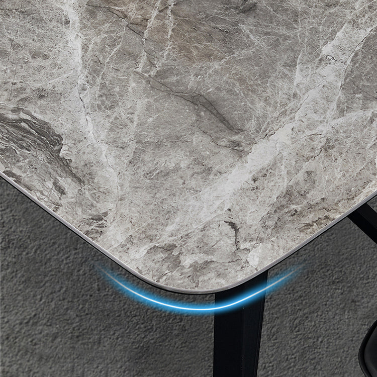 Contemporary Sintered Stone Top Dining Room Set with Rectangle Shape Dining Set with Pedestal Base