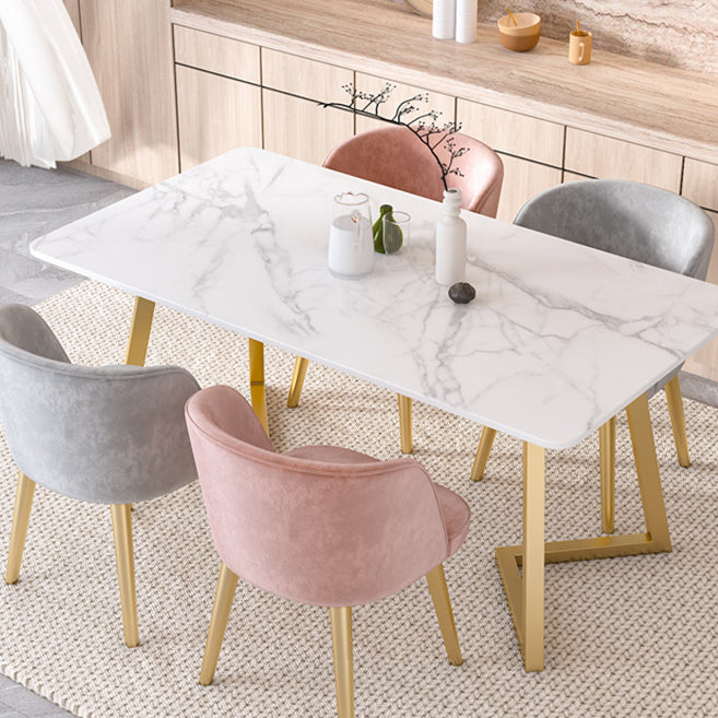 Modern Rectangle Shape White Dining Set Standard Sintered Stone Top Dining Set for Kitchen