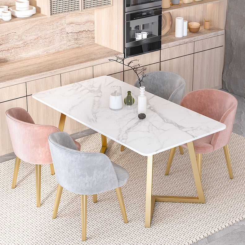 Modern Rectangle Shape White Dining Set Standard Sintered Stone Top Dining Set for Kitchen