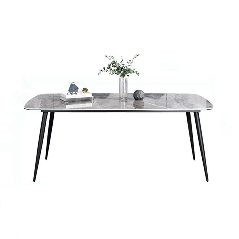 Contemporary Sintered Stone Top Gray Dining Set Rectangle Shape Standard Dining Set for Kitchen
