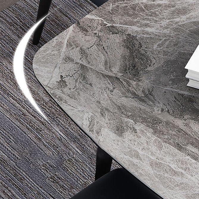 Contemporary Sintered Stone Top Gray Dining Set Rectangle Shape Standard Dining Set for Kitchen