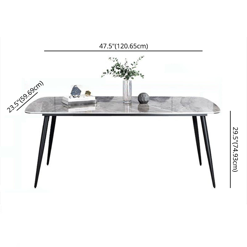 Contemporary Sintered Stone Top Gray Dining Set Rectangle Shape Standard Dining Set for Kitchen
