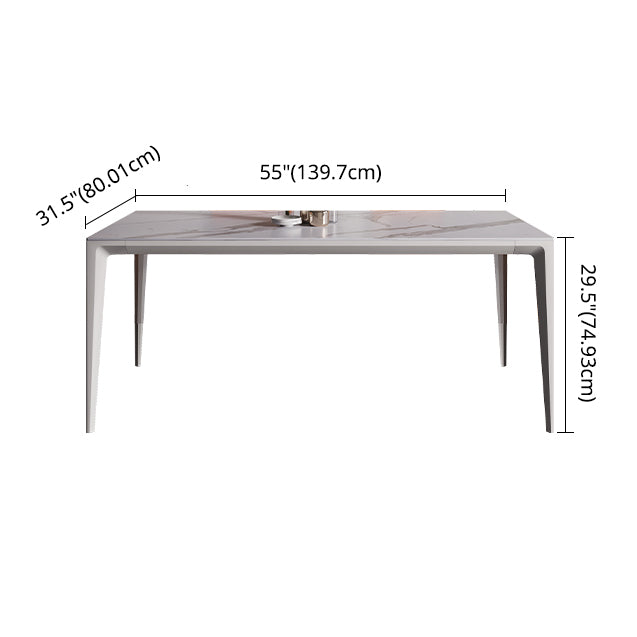 Minimalist Style Dining Room Set Sintered Stone Top Dinette Set with Metal 4 Legs Base