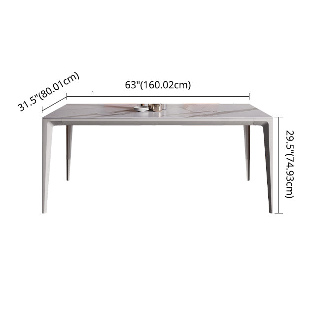 Minimalist Style Dining Room Set Sintered Stone Top Dinette Set with Metal 4 Legs Base