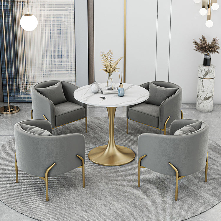Modern Sintered Stone Dining Room Set with Round Top and Gold Base Furniture
