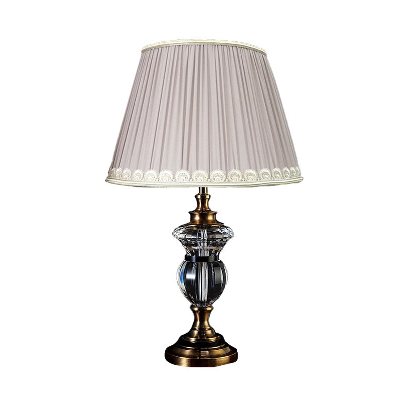 Lampada da comodino in cristallo con paralume pieghettato, lampada da tavolo rurale a 1 luce per soggiorno, in blu/viola chiaro/beige