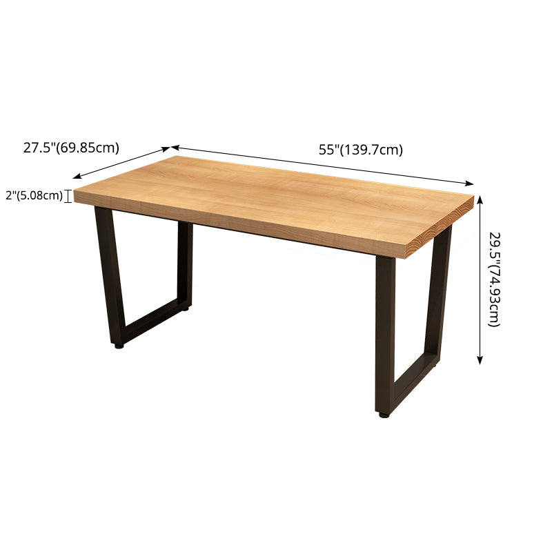 Industrial Dining Room Set with Rectangle Table and Metal Base Kitchen Table Set