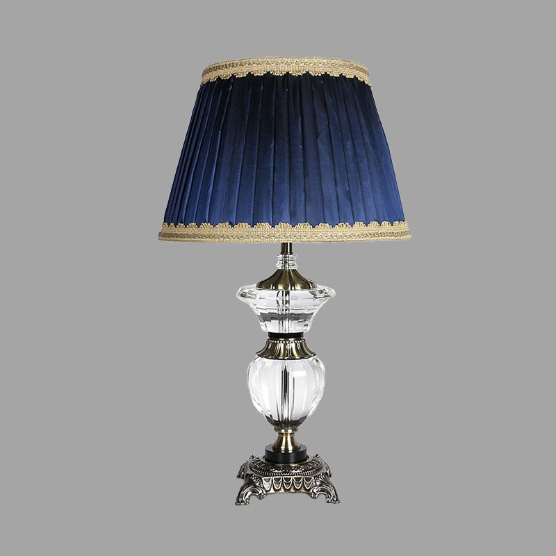 Dormitorio de barril CRISTAL NIGHTA NIGHT LAMP LAMPILLA TELA 1 Luz de mesita de noche azul claro con adornos trenzados