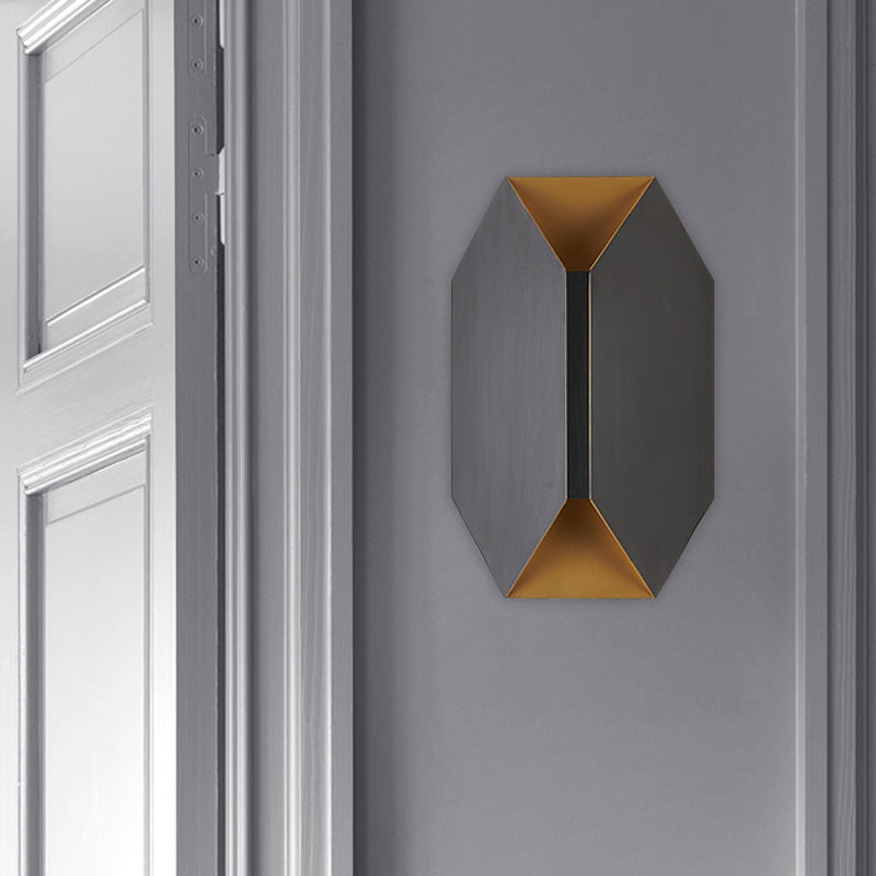 Lámpara moderna de 1 pared ligera lámpara de pared LED geométrica negra con sombra de metal