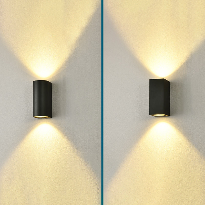 Black Modern Sconce Light Fixtures Aluminum Outdoor 2 Lights Wall Lamp Sconce