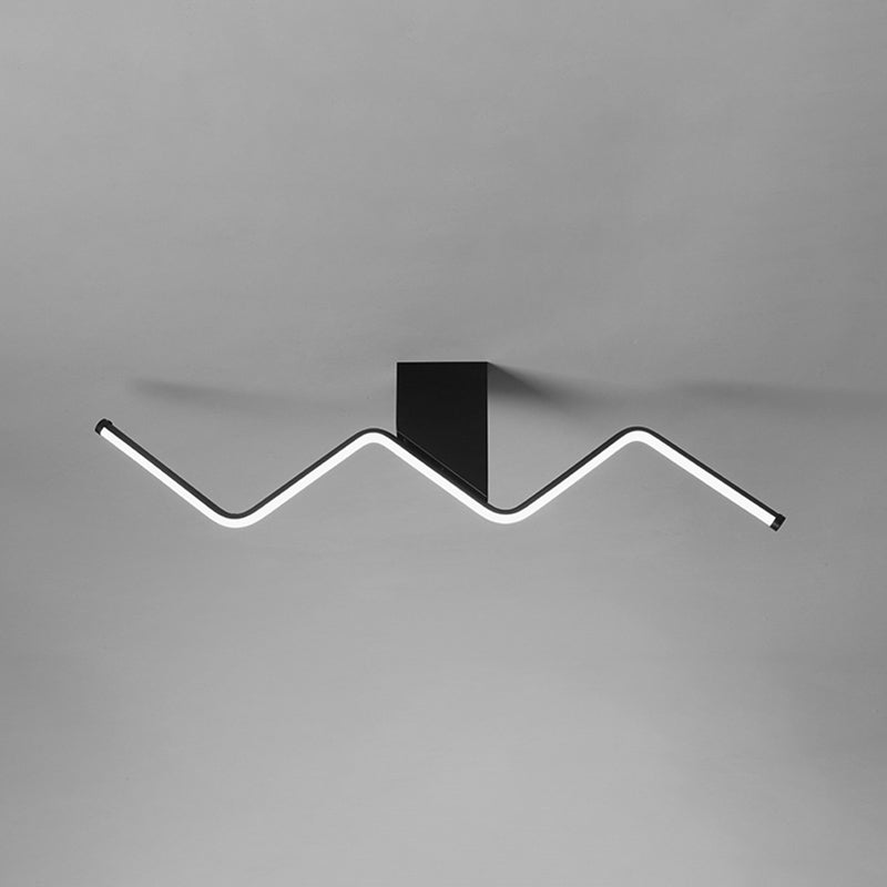 1 Light Linear Flush Mount Ceiling Light Modern Metal Ceiling Light Fixture