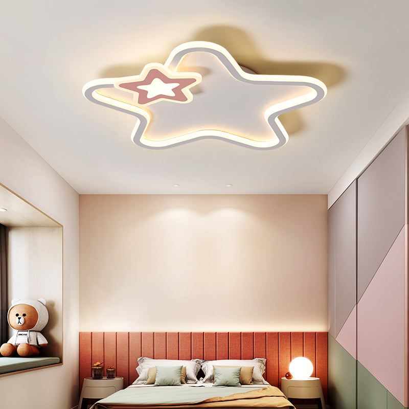 Kids Flush Mount Light Metal LED Pentagon Ceiling Mount Light Fixture for Bedroom