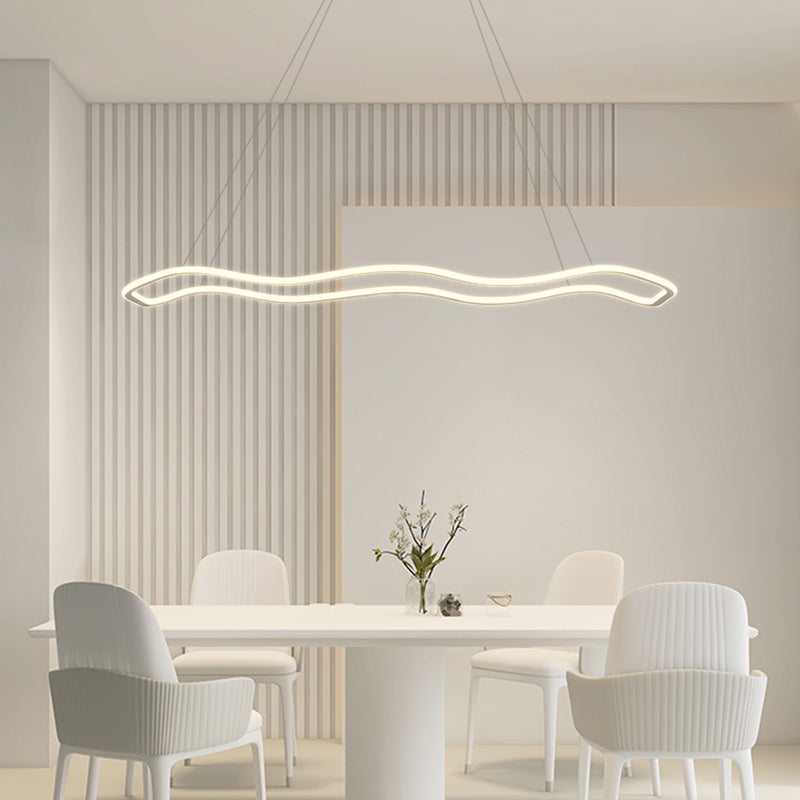 Metal Linear Island Lighting Modern Island Lighting 1 Light Pendant Lighting in White