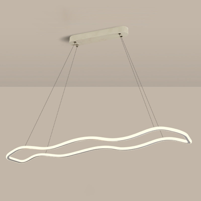 Metal Linear Island Lighting Modern Island Lighting 1 Light Pendant Lighting in White