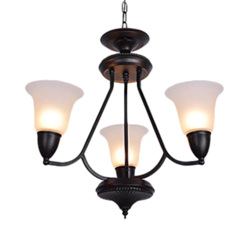 3/5/6 luces Luz colgante Campana clásica lámpara de araña colgante de vidrio esmerilado en bronceado profundo para el comedor