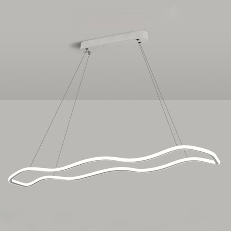 Metal Linear Island Lighting Modern Island Lighting 1 Light Pendant Lighting in White