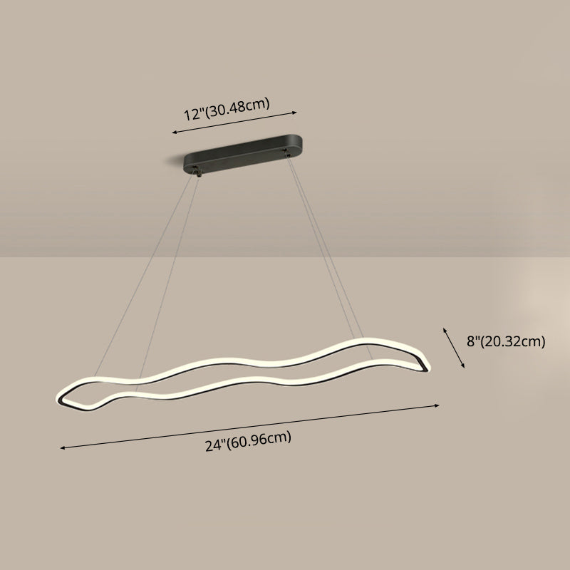 Metal Linear Island Lighting Modern Island Lighting 1 Light Pendant Lighting in White