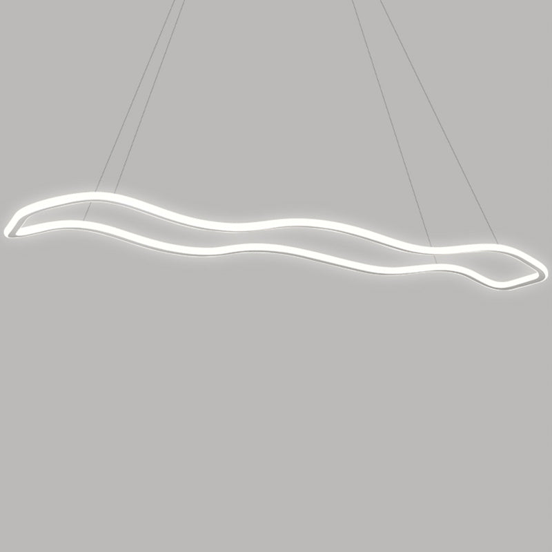 Metal Linear Island Lighting Modern Island Lighting 1 Light Pendant Lighting in White