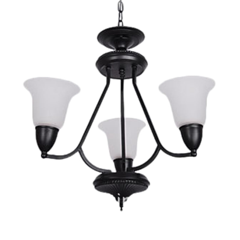 3/5/6 luces Luz colgante Campana clásica lámpara de araña colgante de vidrio esmerilado en bronceado profundo para el comedor