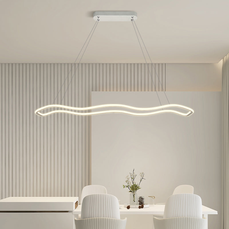Metal Linear Island Lighting Modern Island Lighting 1 Light Pendant Lighting in White