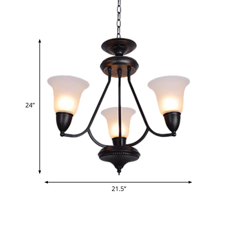 3/5/6 luces Luz colgante Campana clásica lámpara de araña colgante de vidrio esmerilado en bronceado profundo para el comedor