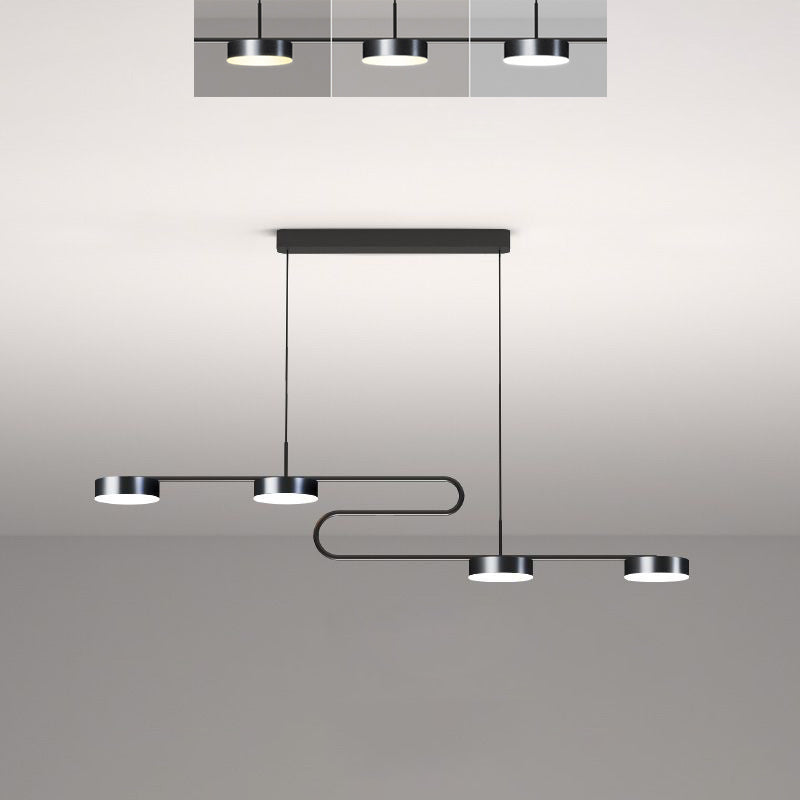 4 Light Linear Pendant Lighting Modern Kitchen Island Lighting Metal Island Pendant Lights in Black