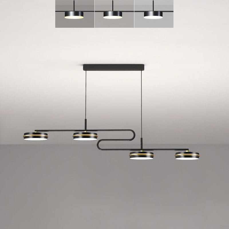 4 Light Linear Pendant Lighting Modern Kitchen Island Lighting Metal Island Pendant Lights in Black