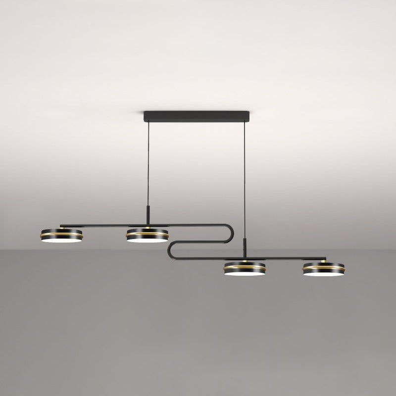4 lichte lineaire hanglampverlichting Moderne keukeneilandverlichting metalen eiland hanglampen in zwart