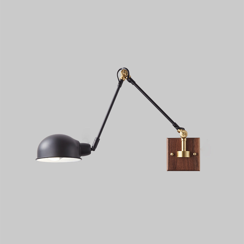1-Light Wall Mount Lights Industrial Dome Shade Metal Sconces Wall Lights in Black