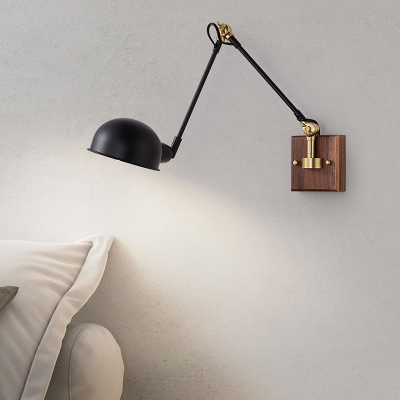 1-Light Wall Mount Lights Industrial Dome Shade Metal Sconces Wall Lights in Black