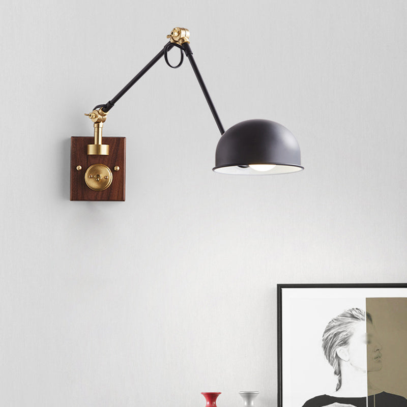 1-Light Wall Mount Lights Industrial Dome Shade Metal Sconces Wall Lights in Black