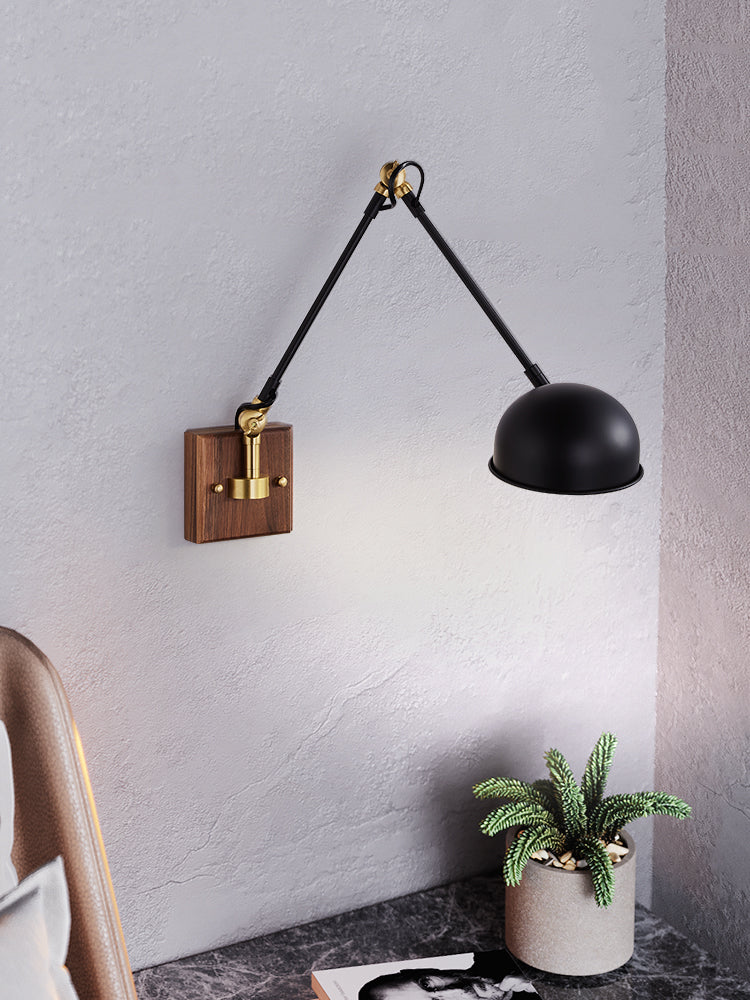 1-Light Wall Mount Lights Industrial Dome Shade Metal Sconces Wall Lights in Black