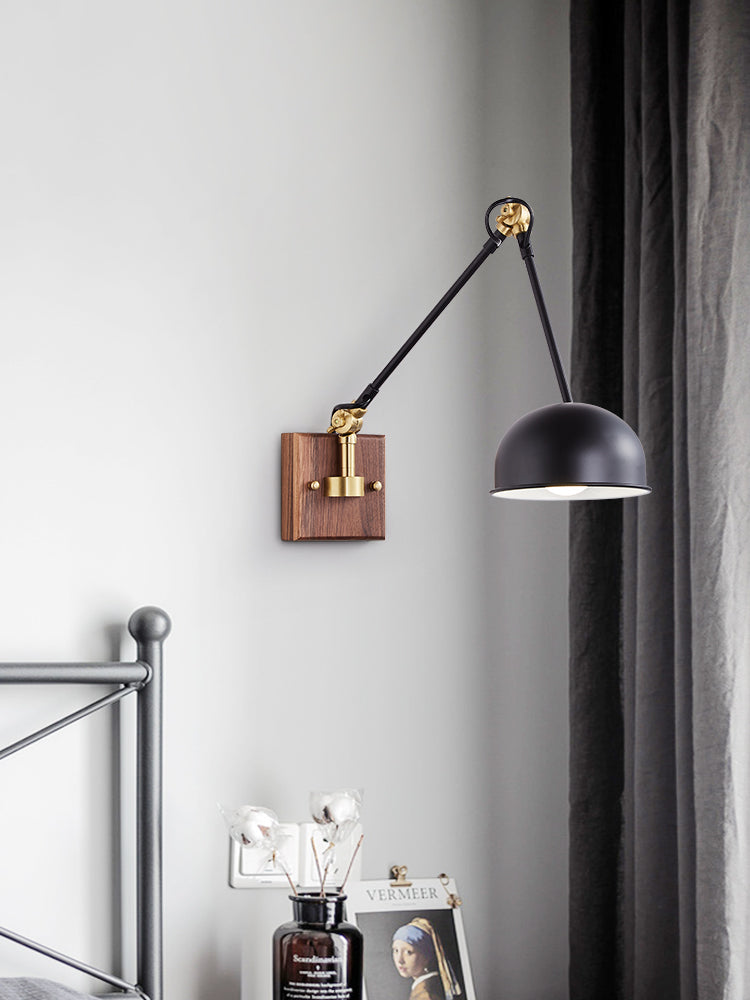 1-Light Wall Mount Lights Industrial Dome Shade Metal Sconces Wall Lights in Black