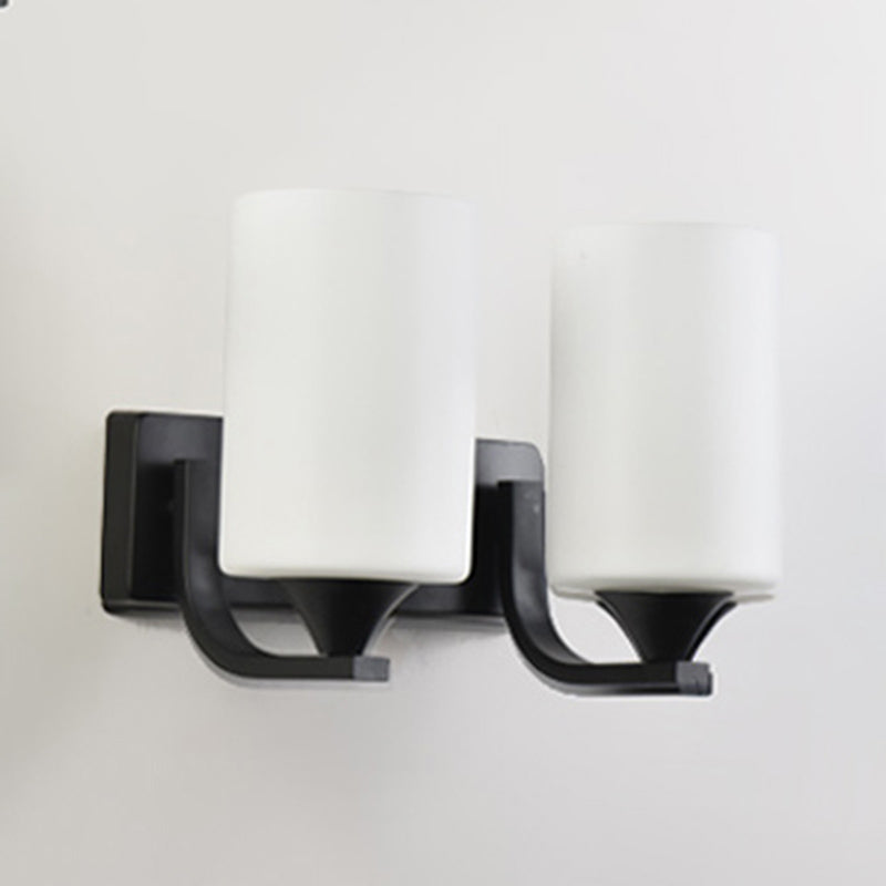 Zylinder Schwarze Leuchtenbeleuchtung Industriemilchglas Wandleuchte Lampe