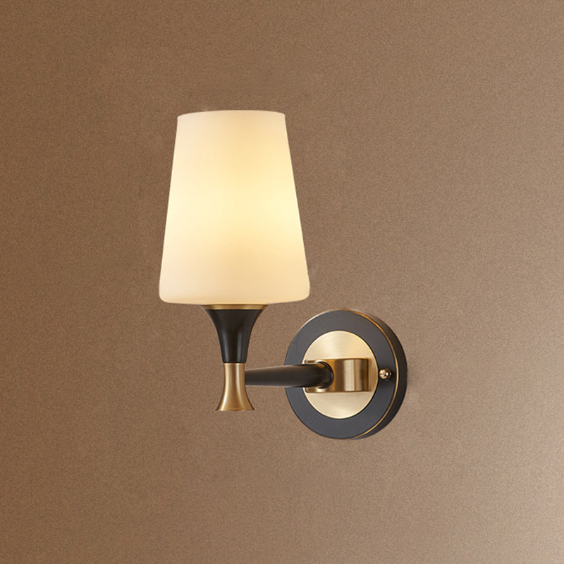 Frosted White Glass Sconce Light Cone Industrial Wall Sconce Light for Living Room