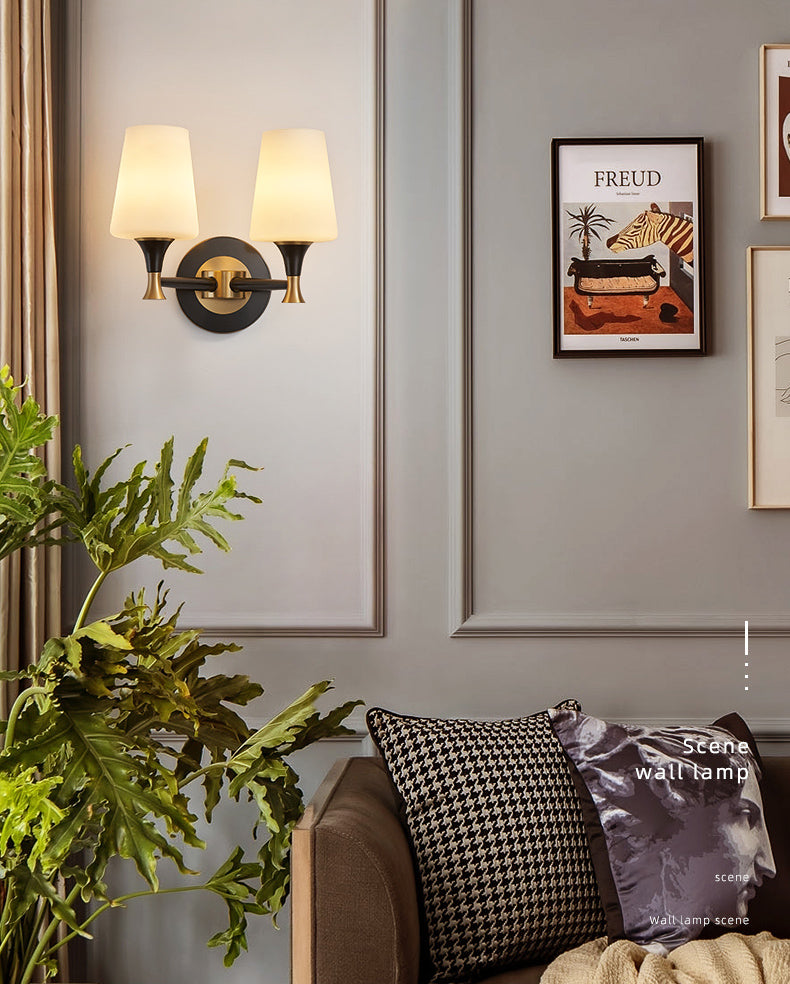 Frosted White Glass Sconce Light Cone Industrial Wall Sconce Light for Living Room