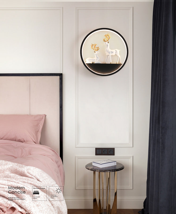 Illuminazione a parete in metallo contemporanea 1 cerchio di luce per la camera da letto
