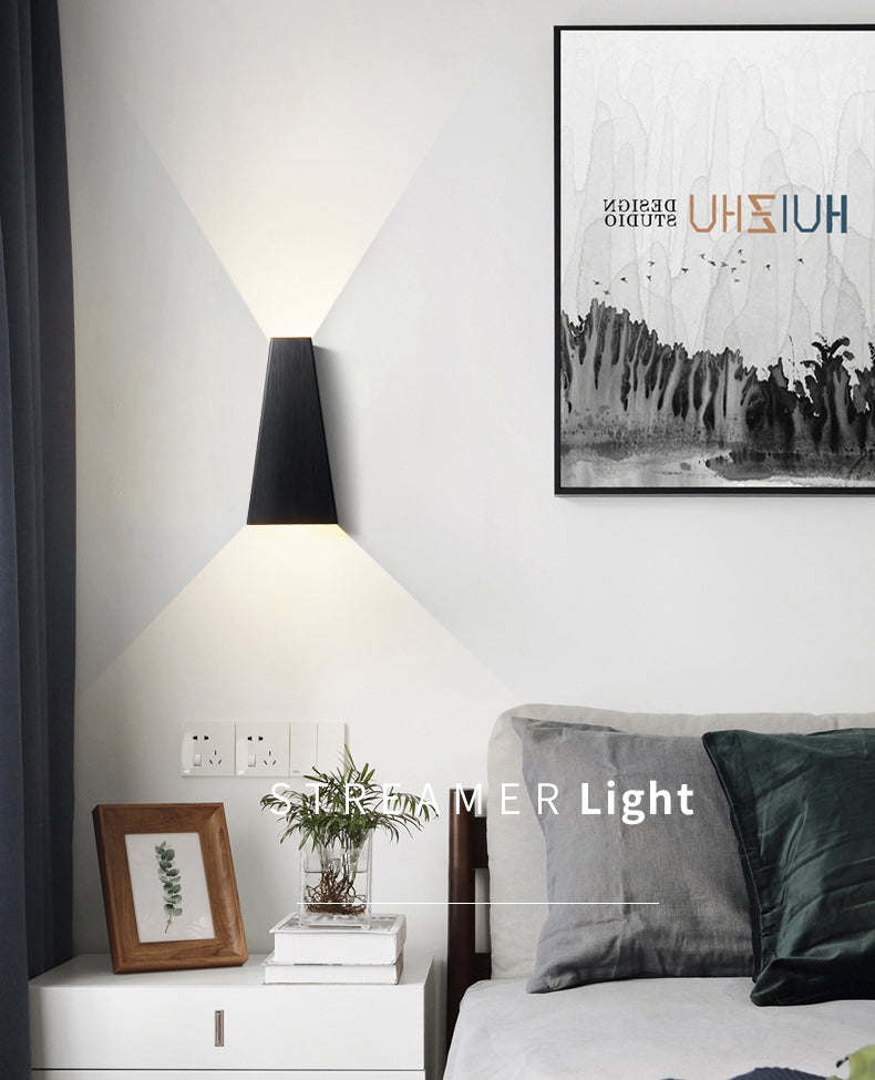 Aluminium minimalisme wandlamp armatuur 1-licht LED SCONCE Licht voor slaapkamer