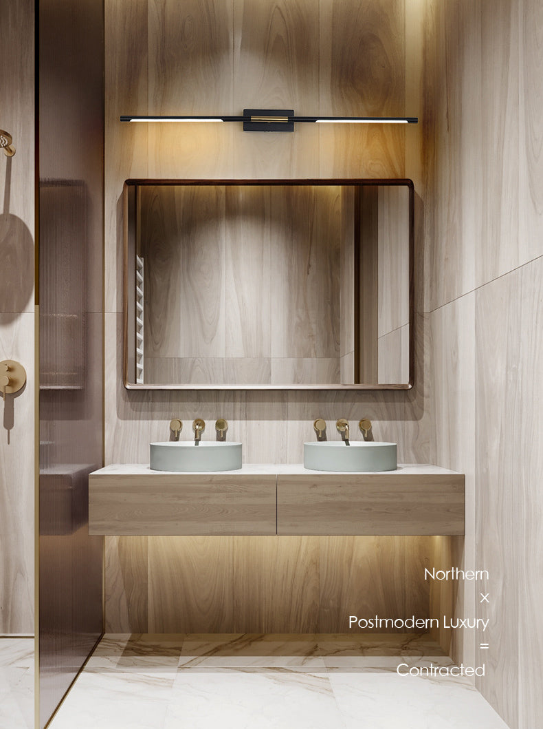 2-lichts lineaire wandwandeling moderne eenvoudige stijl spiegelmuurverlichting in zwart