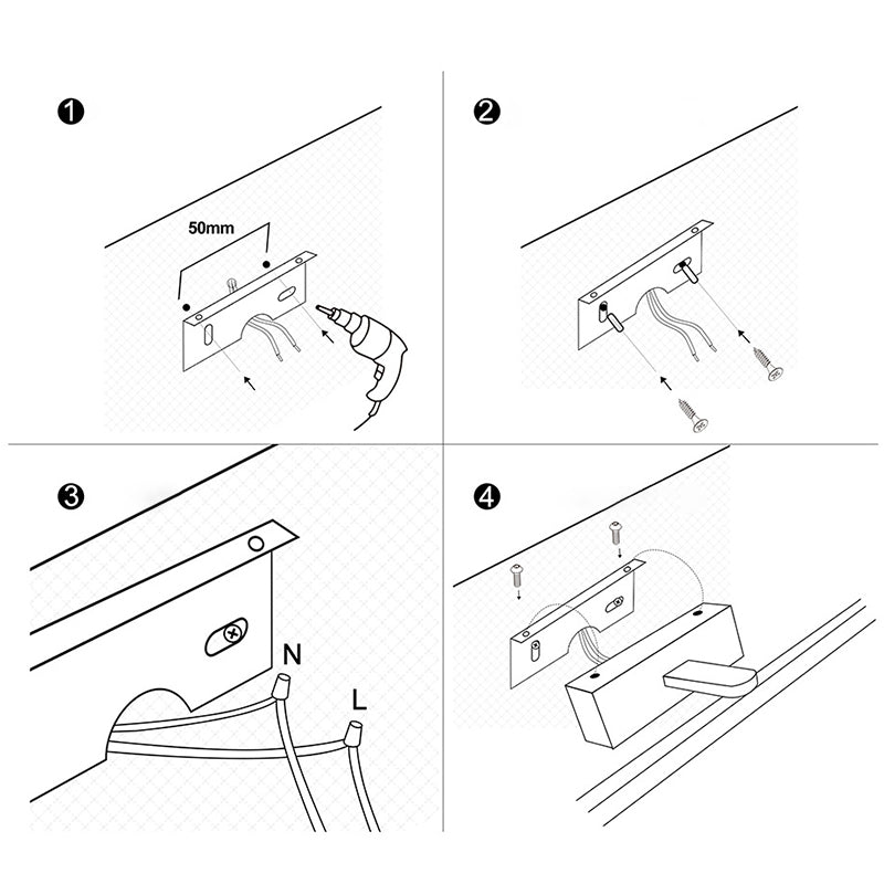 1-licht lineaire wandwandeling moderne eenvoudige stijl spiegelmuurverlichting in zwart