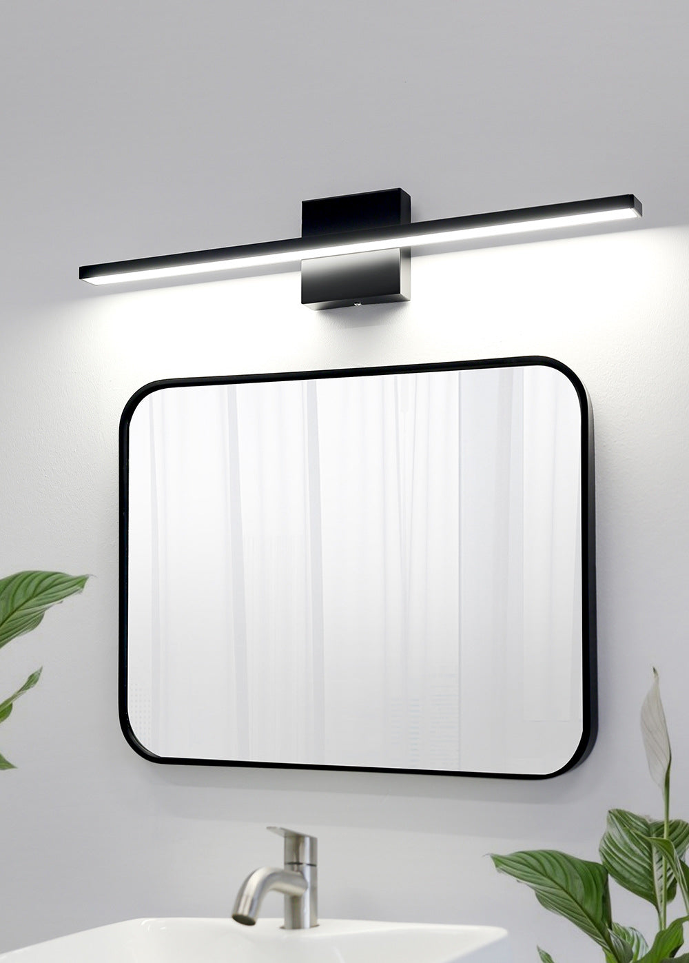 1-licht lineaire wandwandeling moderne eenvoudige stijl spiegelmuurverlichting in zwart