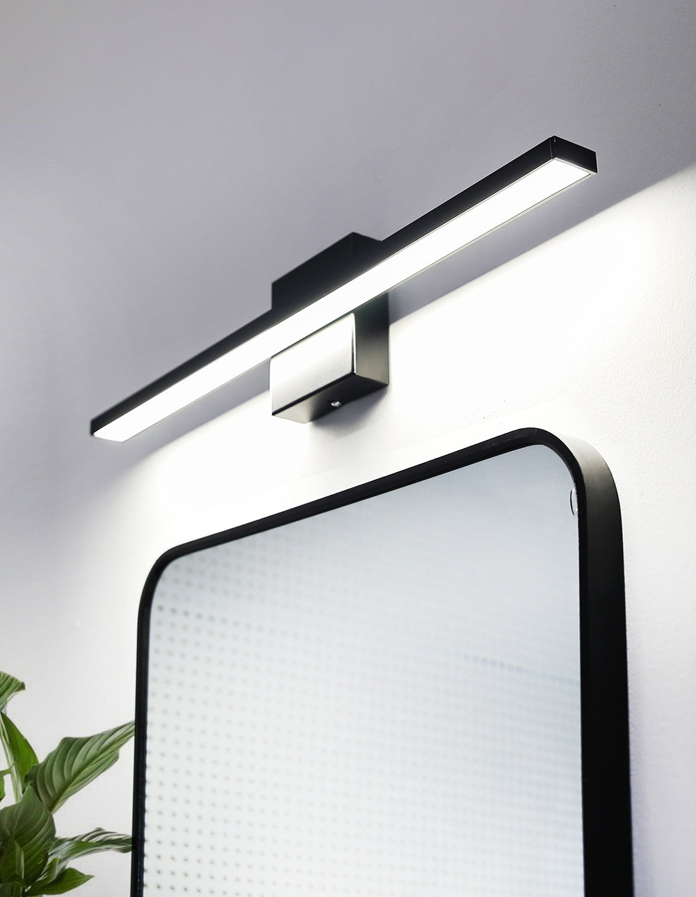 1-licht lineaire wandwandeling moderne eenvoudige stijl spiegelmuurverlichting in zwart