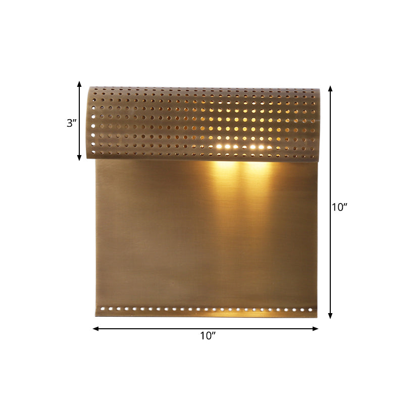 Brass Scrolled Wall Mounted Lighting Simple 1 Bulb Metal Flush Mount Wall Sconce for Bedroom