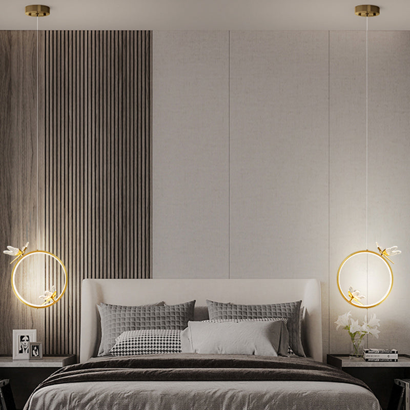 Modern LED Hanging Ceiling Light Metal 1-Light Circle Ceiling Pendant Light